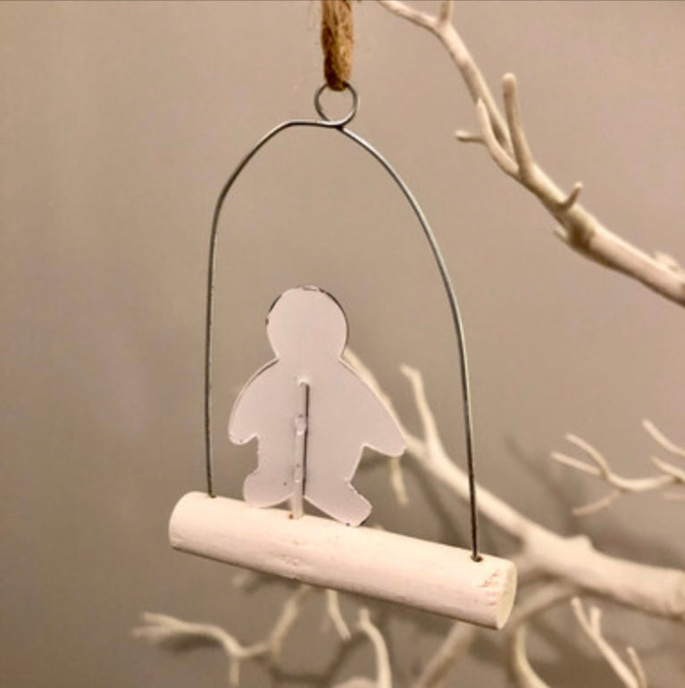 Penguin on a twig hanging Christmas decoration by Shoeless Joe