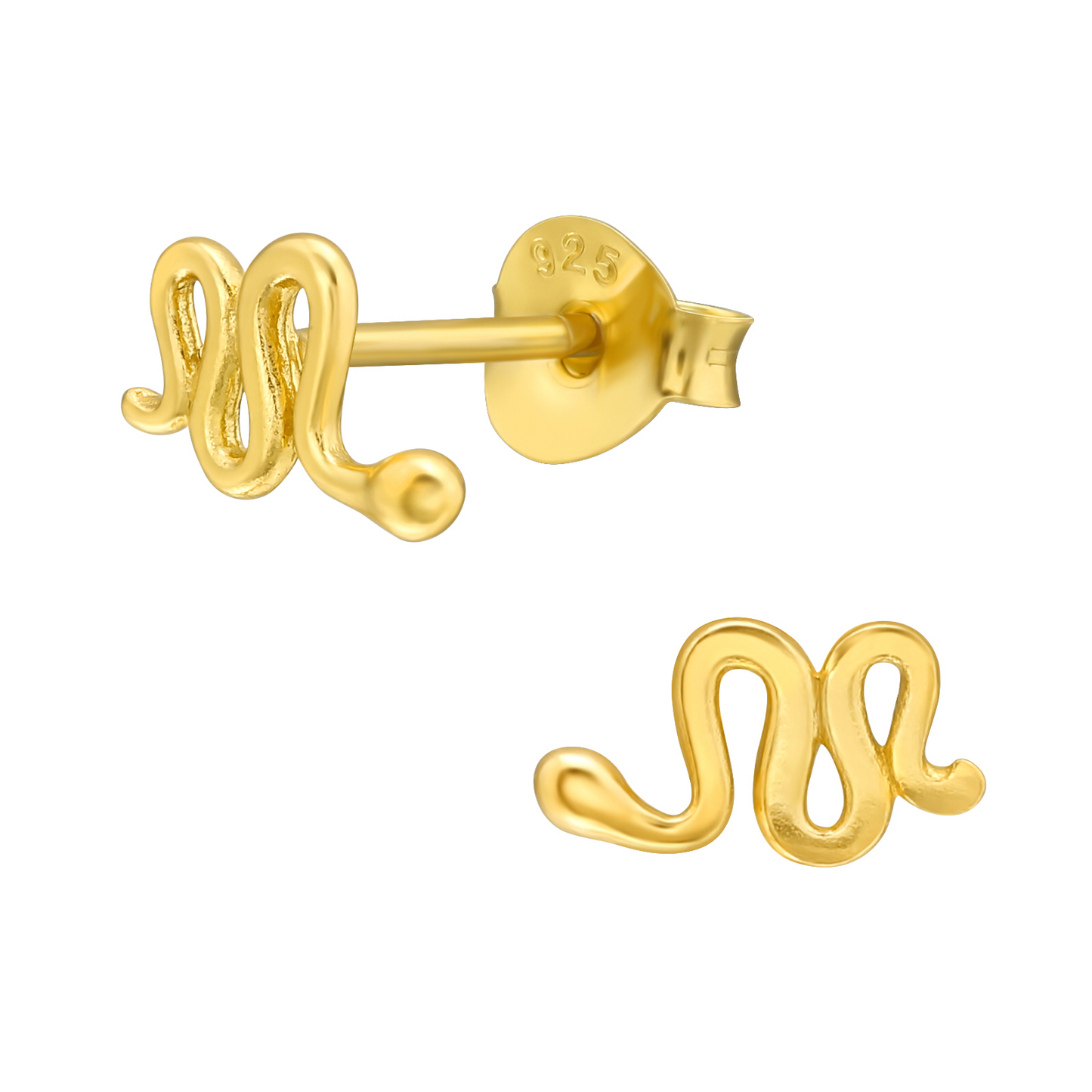 Gold snake stud earrings