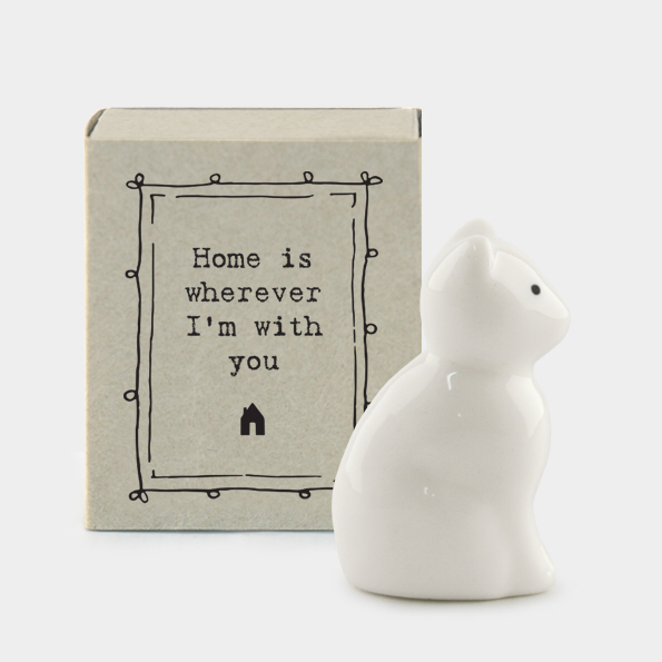 Home is wherever I'm with you. Cat ceramic matchbox keepsake
