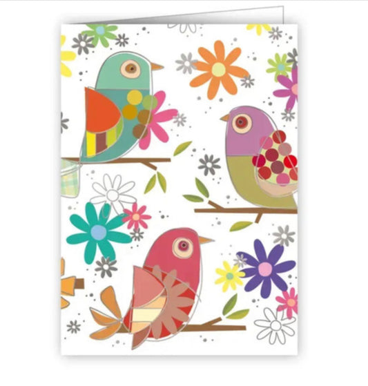 Birds& flowers mini greetings card