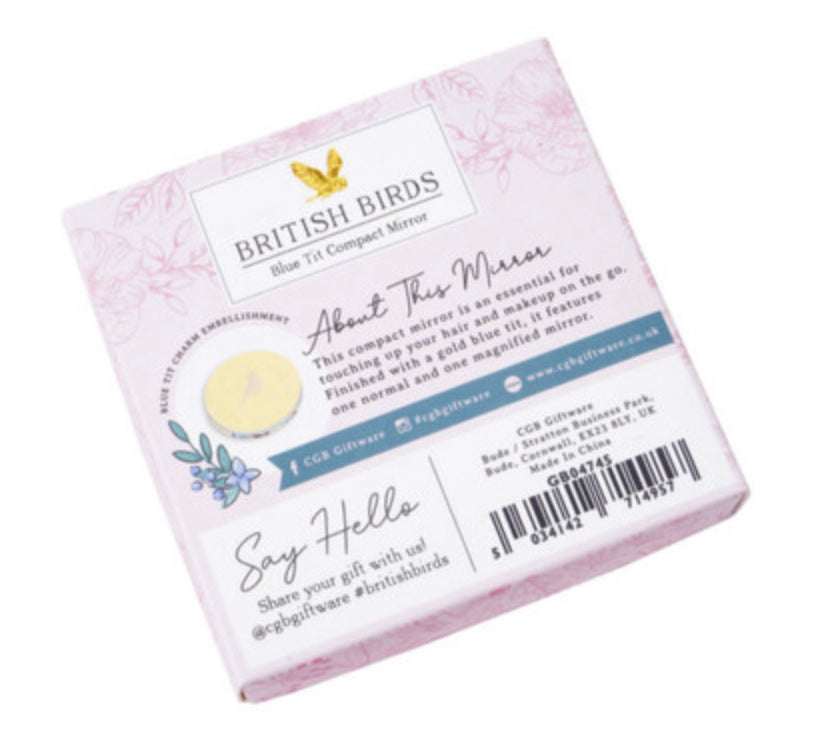 British Birds Yellow Blue Tit Compact Mirror