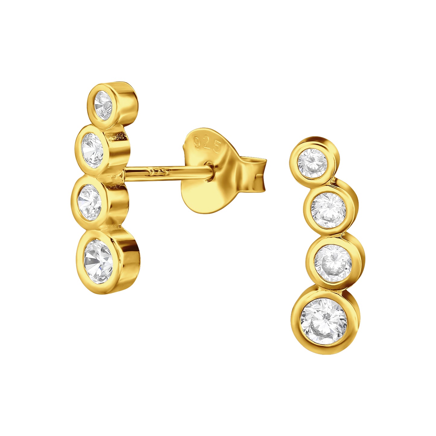 Sterling silver cubic zirconia bubbles stud earrings