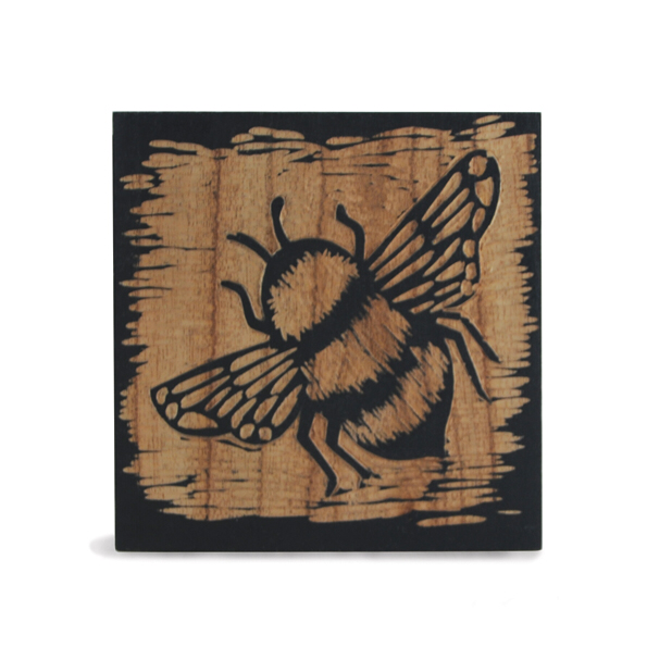Hand carved wooden block bee by east of India