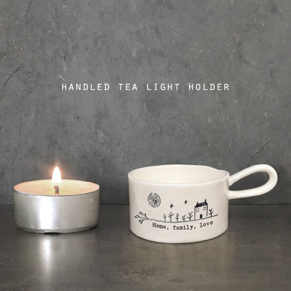 Home , family, love boxed ceramic tea light holder by east of India