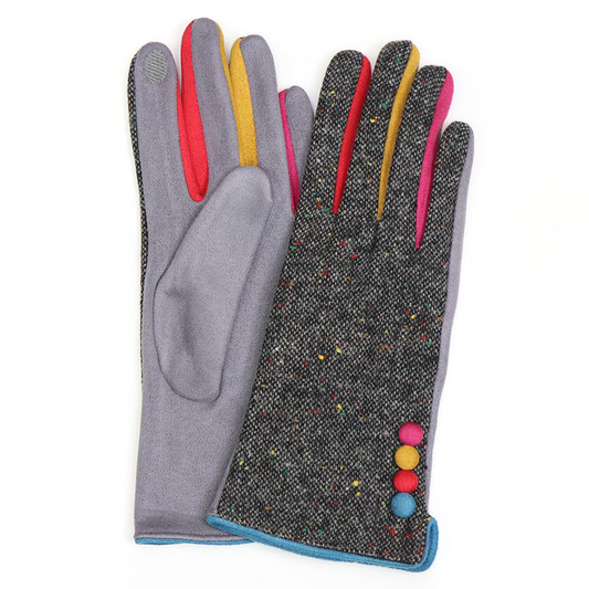 Mid grey tweed and colour contrast glove