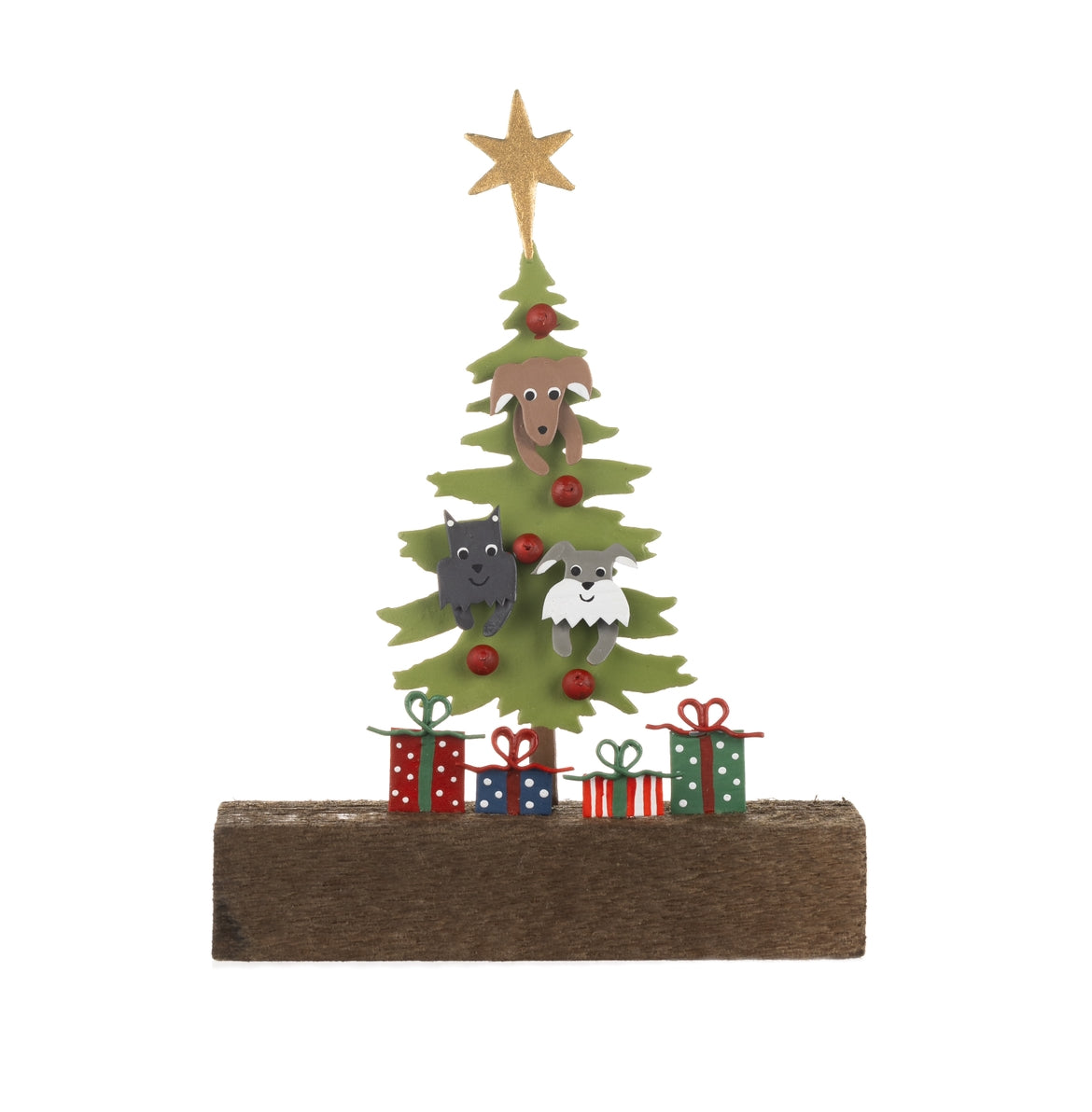 Dogs in a Christmas tree Shoeless Joe standing christmas ornament