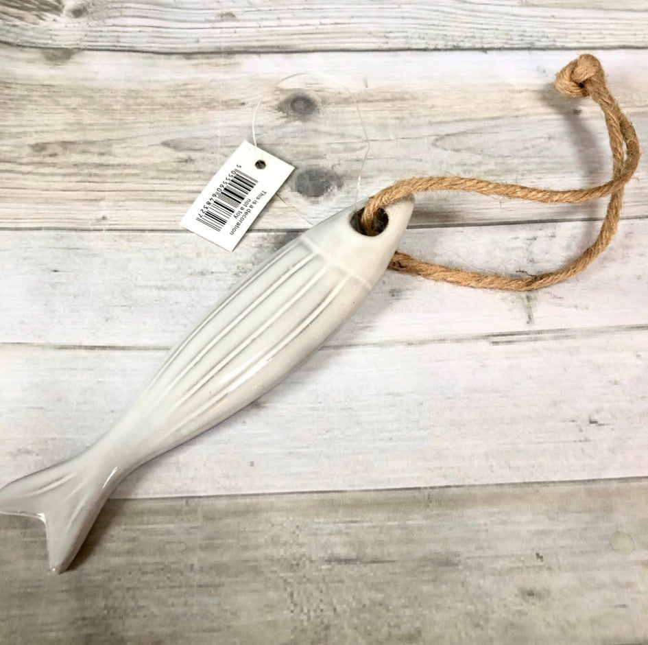 Ceramic hanging fish by Shoeless Joe