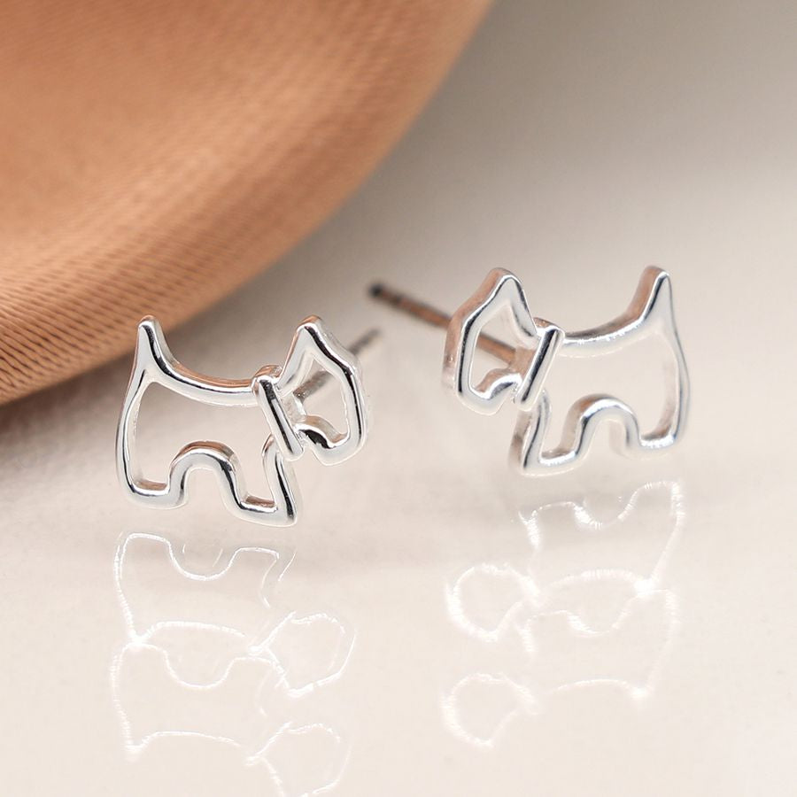 Sterling silver scottie dog stud earrings