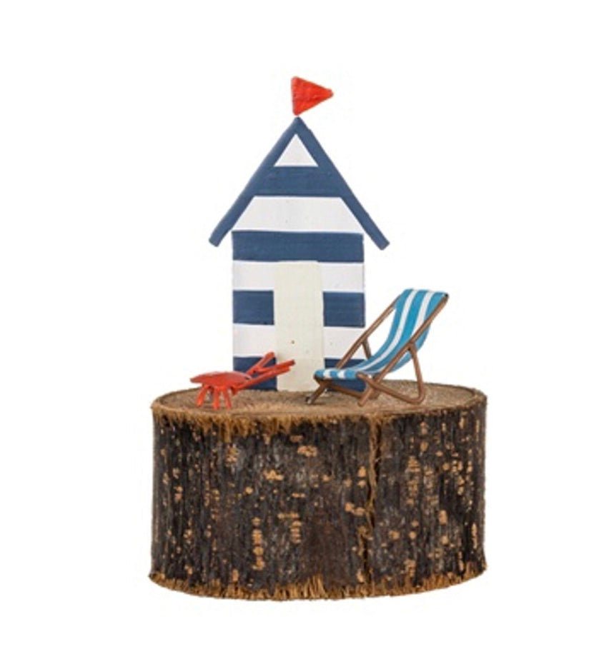 Beach hut and deck chair scene ornament by Shoeless Joe
