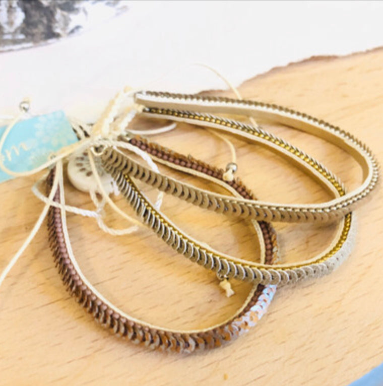 Three Silver Mix Sequin Bracelets by POM piece of mind.