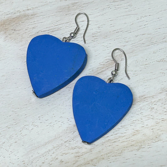 Large wooden heart earrings by Suzie Blue