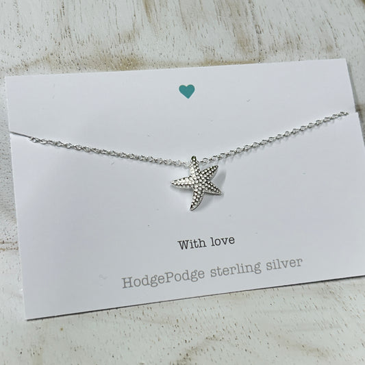 Starfish charm sterling silver necklace
