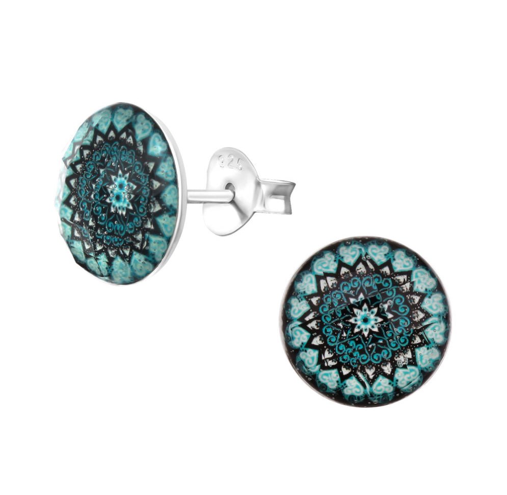 Arabesque faceted sterling silver stud earrings
