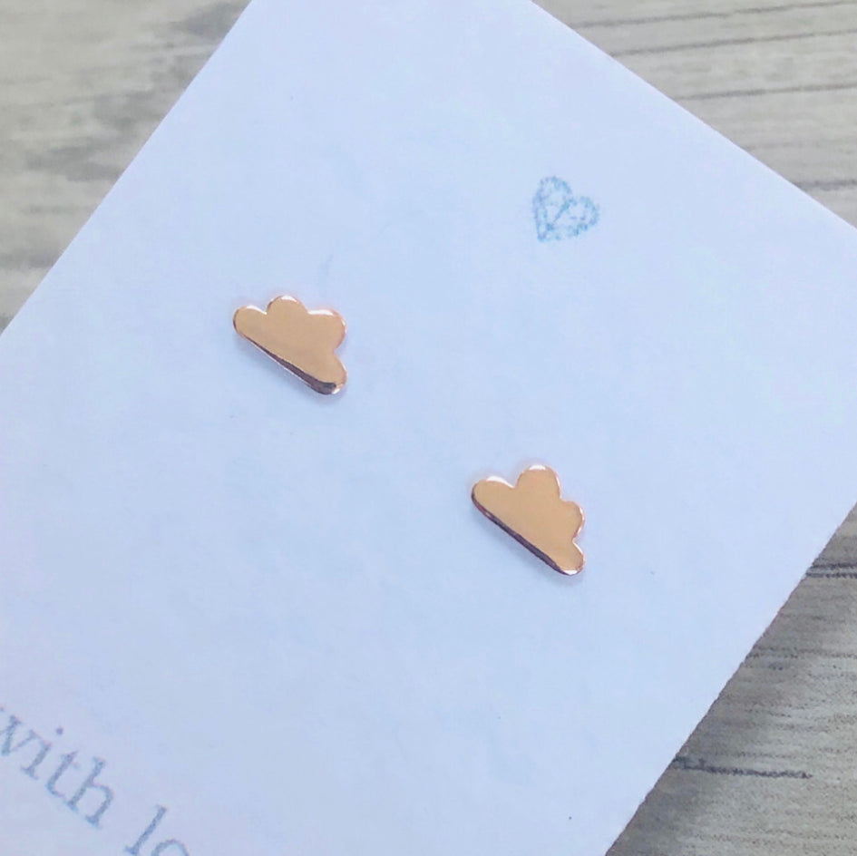 Rose gold cloud stud earrings