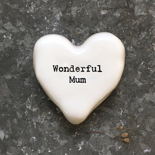 Wonderful mum ceramic heart token by East of India