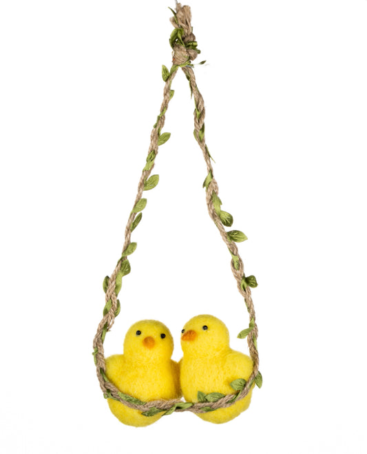 Easter chicks on a swing hanging decoration Shoeless Joe