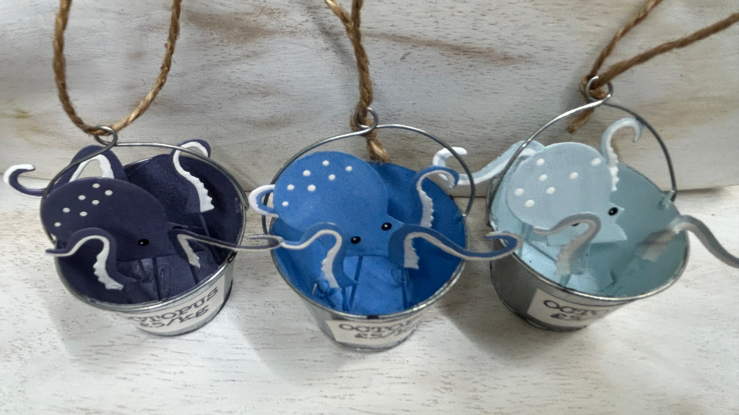 Octopus in a bucket hanging decoration