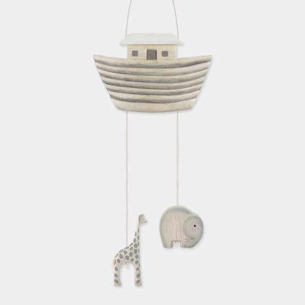 Wooden Noah’s ark mobile