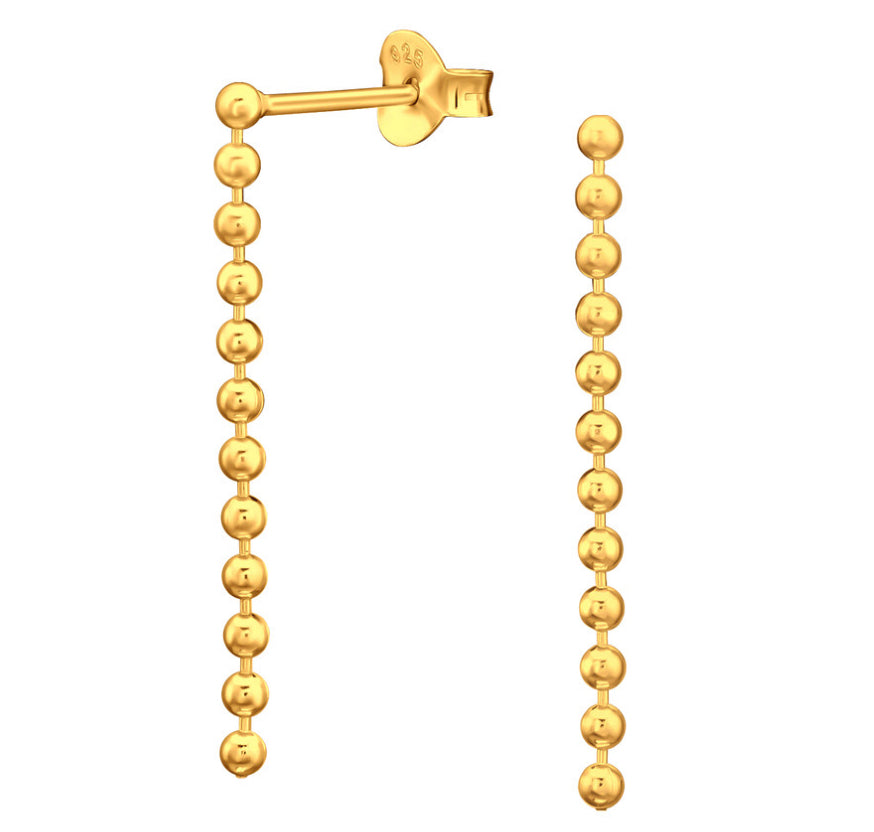 Gold small ball chain dangly earrings
