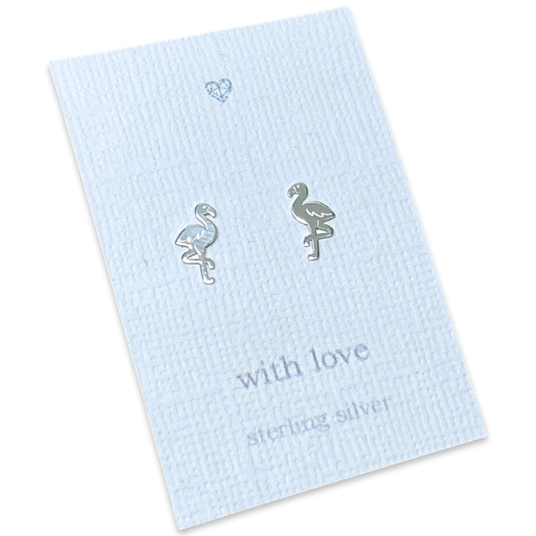 Flamingo sterling silver stud earrings