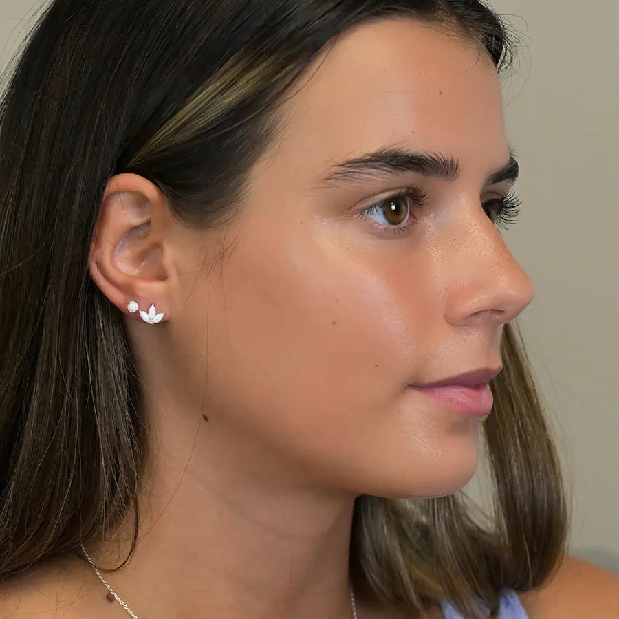Sterling silver triple marquis opal earrings