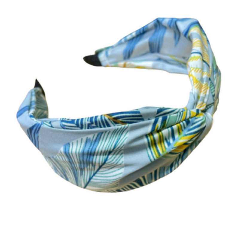 Cream or blue mix tropical print headband by POM