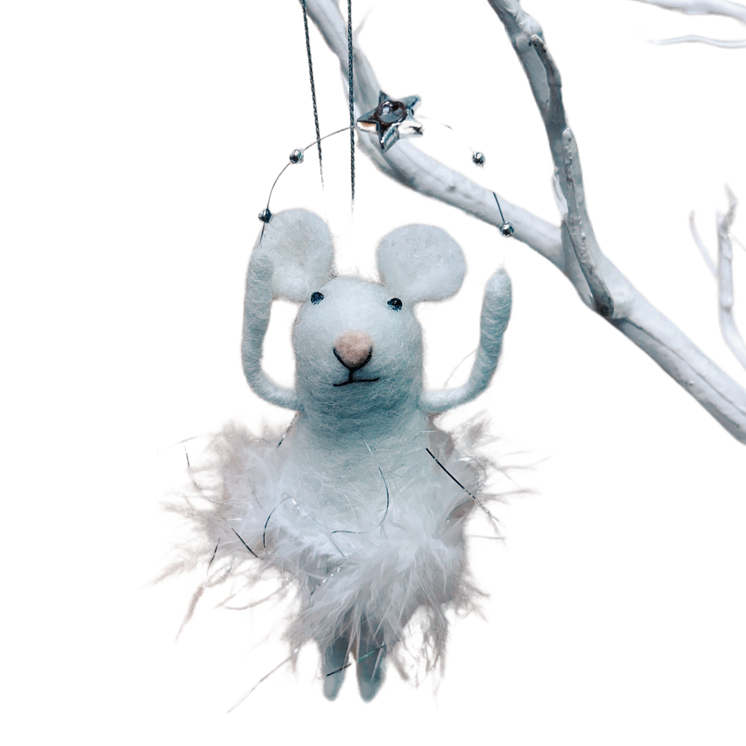 Swan lake ballet dancer white mouse Christmas decoration