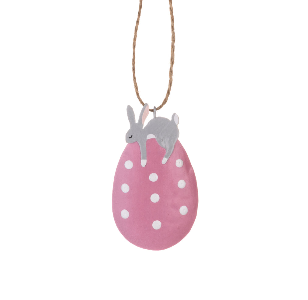 Hush Bunny on Pink Spotty Egg Easter decoration