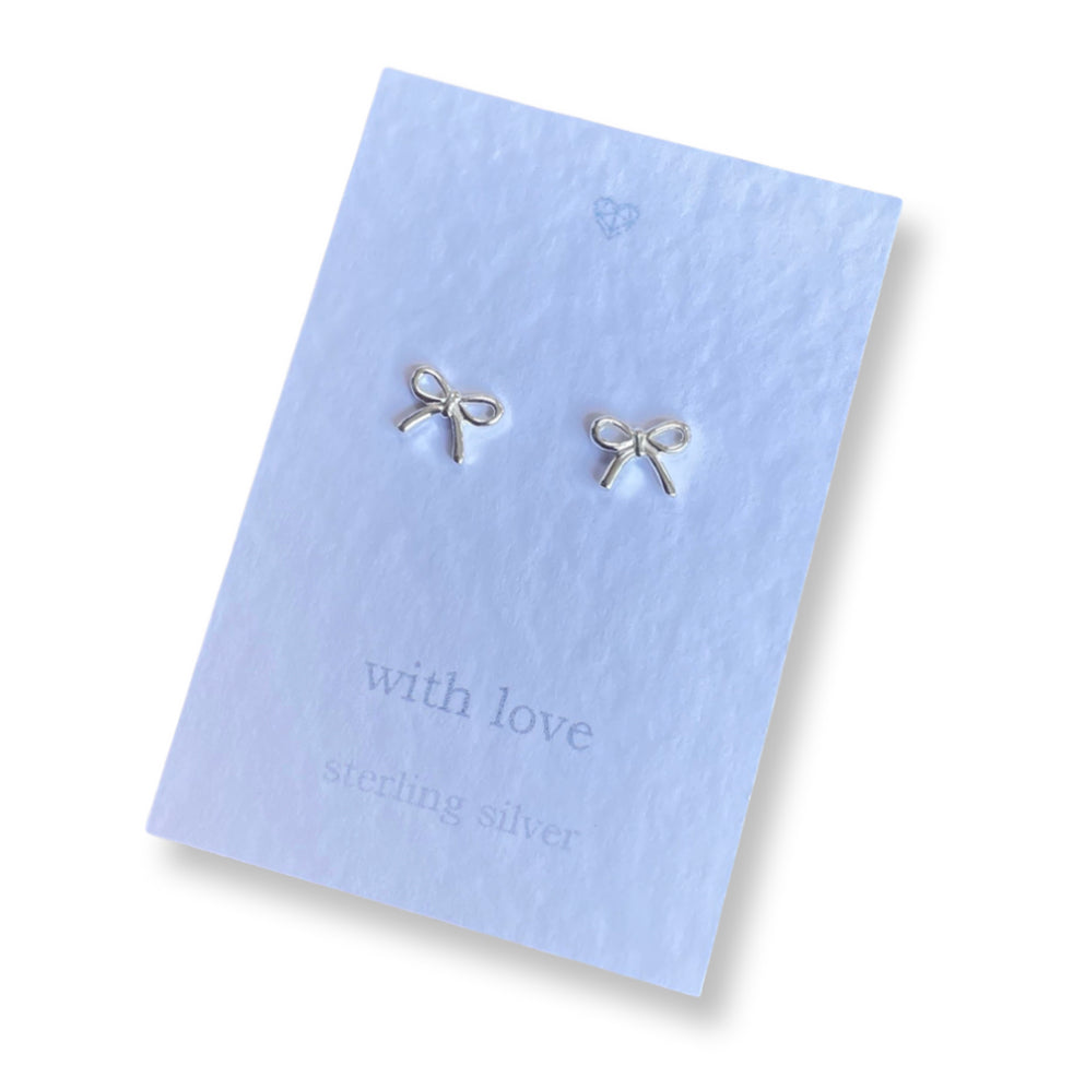 Bow sterling silver stud earrings