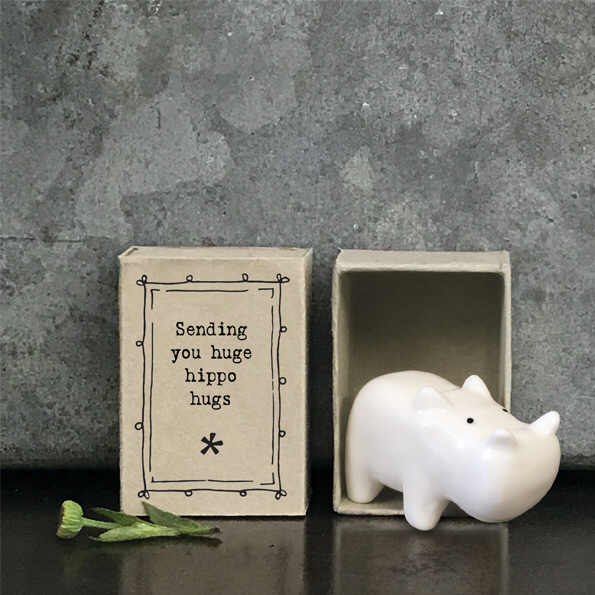 Sending you hippo hugs . Ceramic hippopotamus matchbox keepsake by East of India