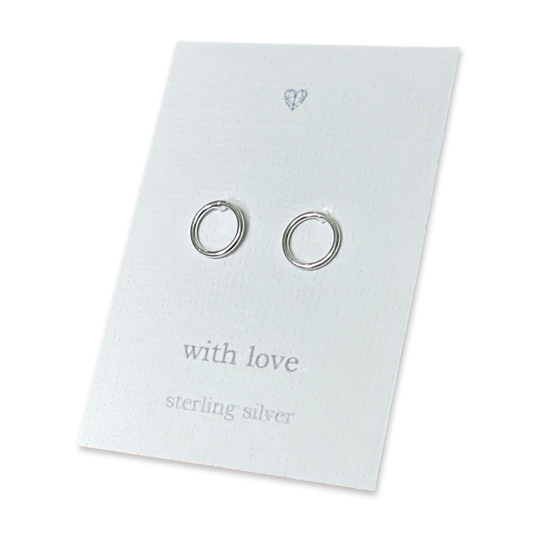 Open circle sterling silver stud earrings