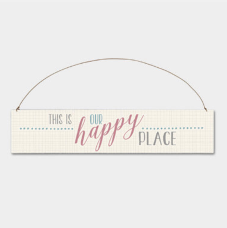 This is our happy place wooden hanging sign by East of India