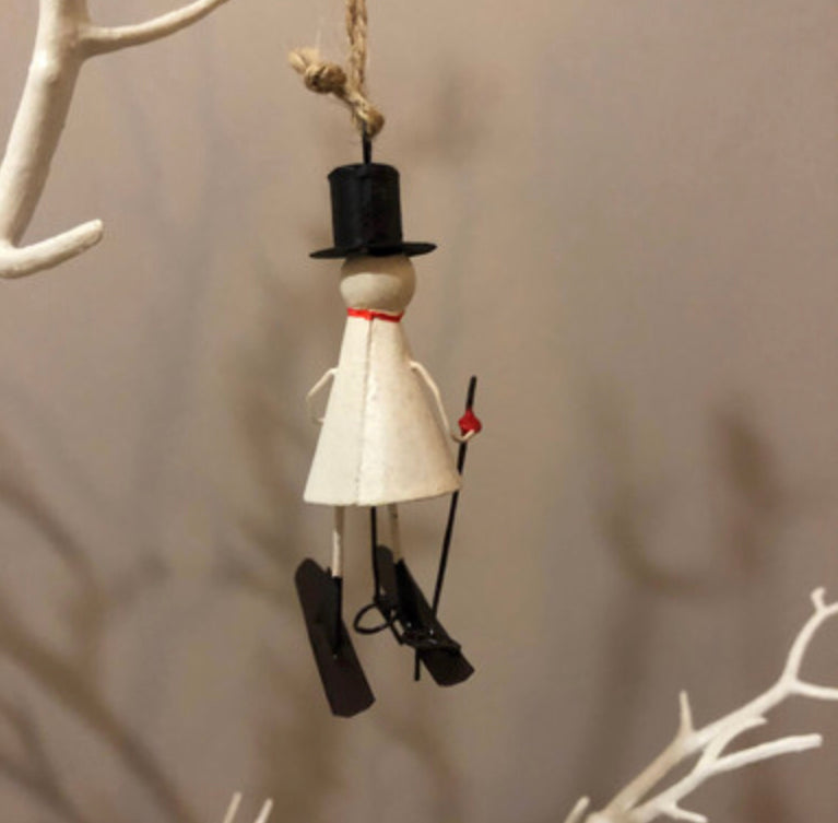 Skiing snowman Christmas tree decoration by Shoeless Joe