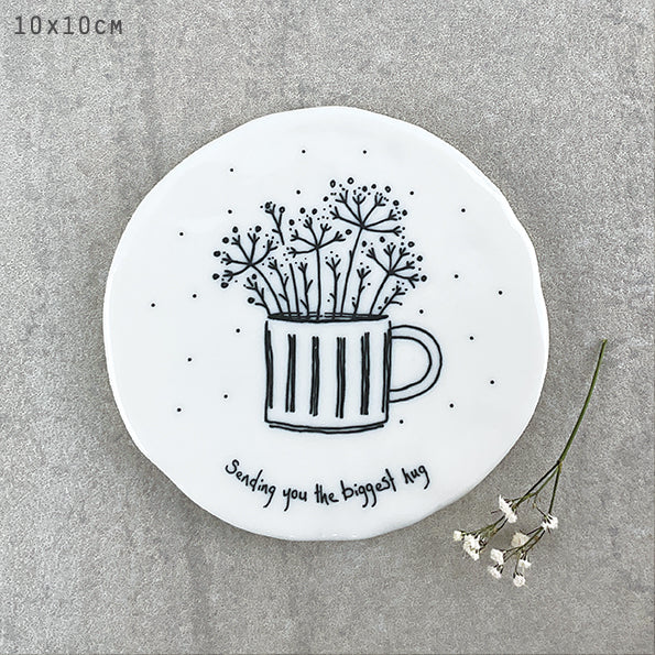 Sending you the biggest hug - ceramic coaster