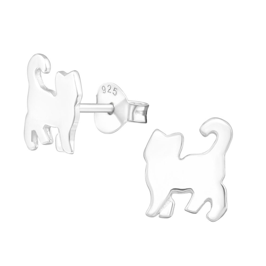 Cat sterling silver stud earrings