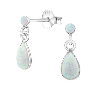 Tear drop Opal sterling silver earrings