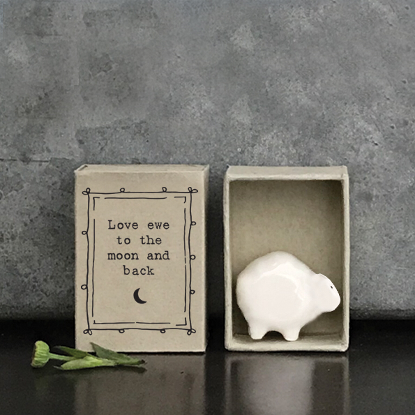 Little sheep matchbox ceramic by East of India. Love ewe to the moon and back.