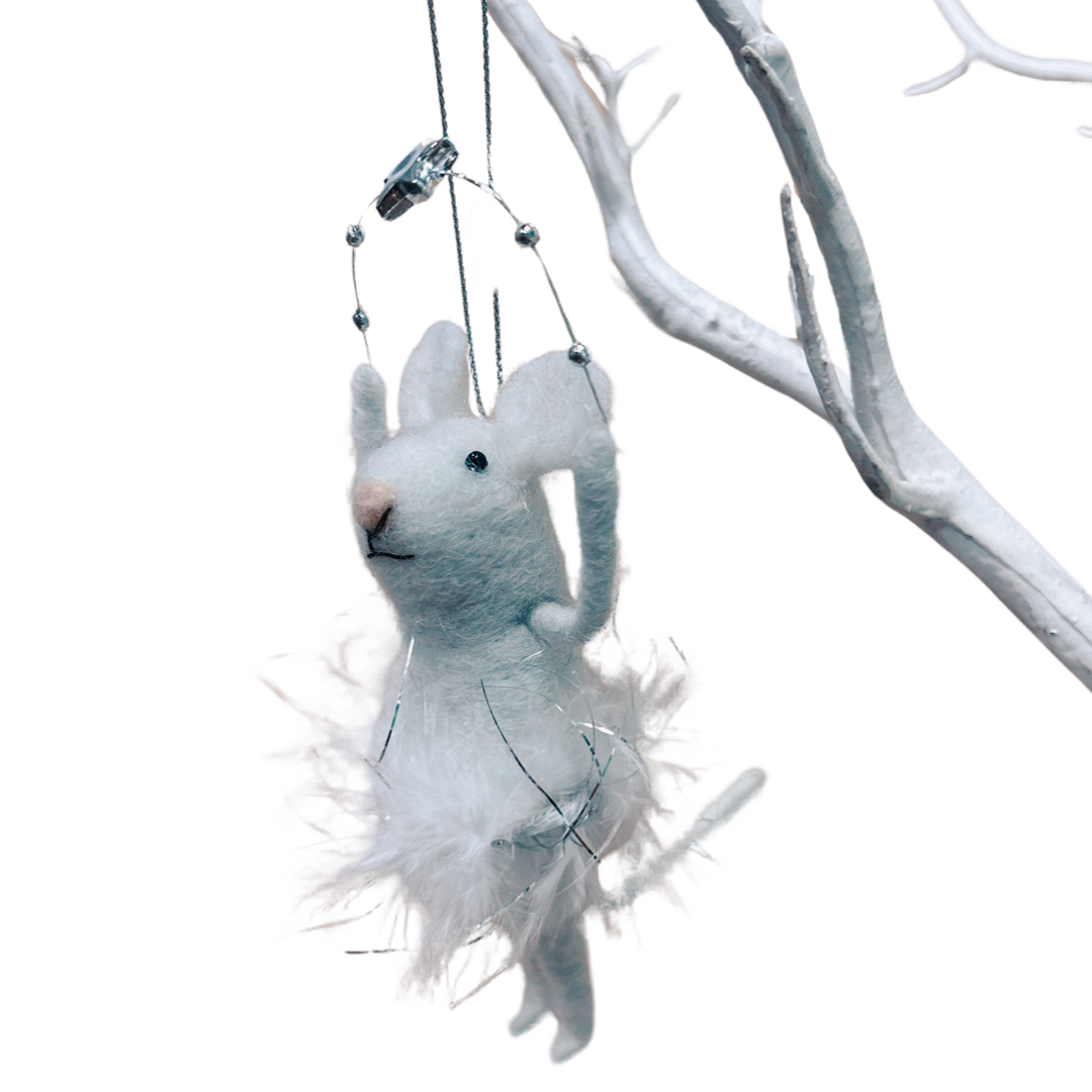 Swan lake ballet dancer white mouse Christmas decoration
