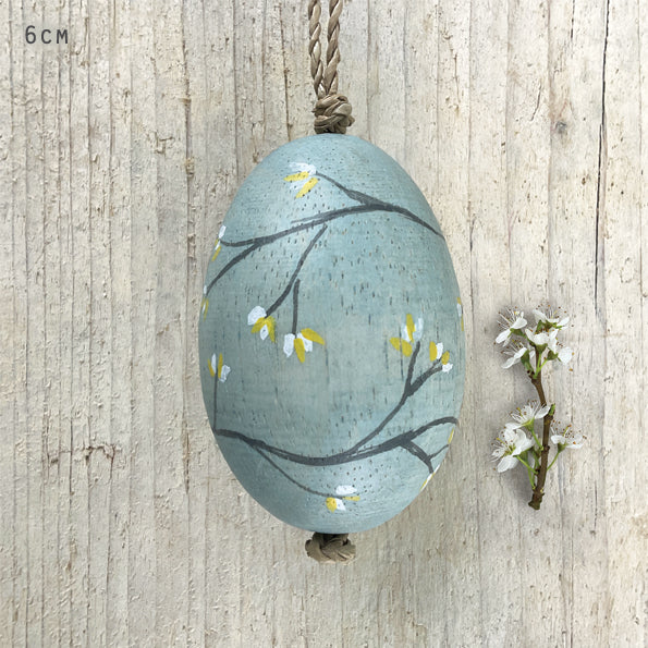 Blossom painted wooden hanging egg Easter decoration