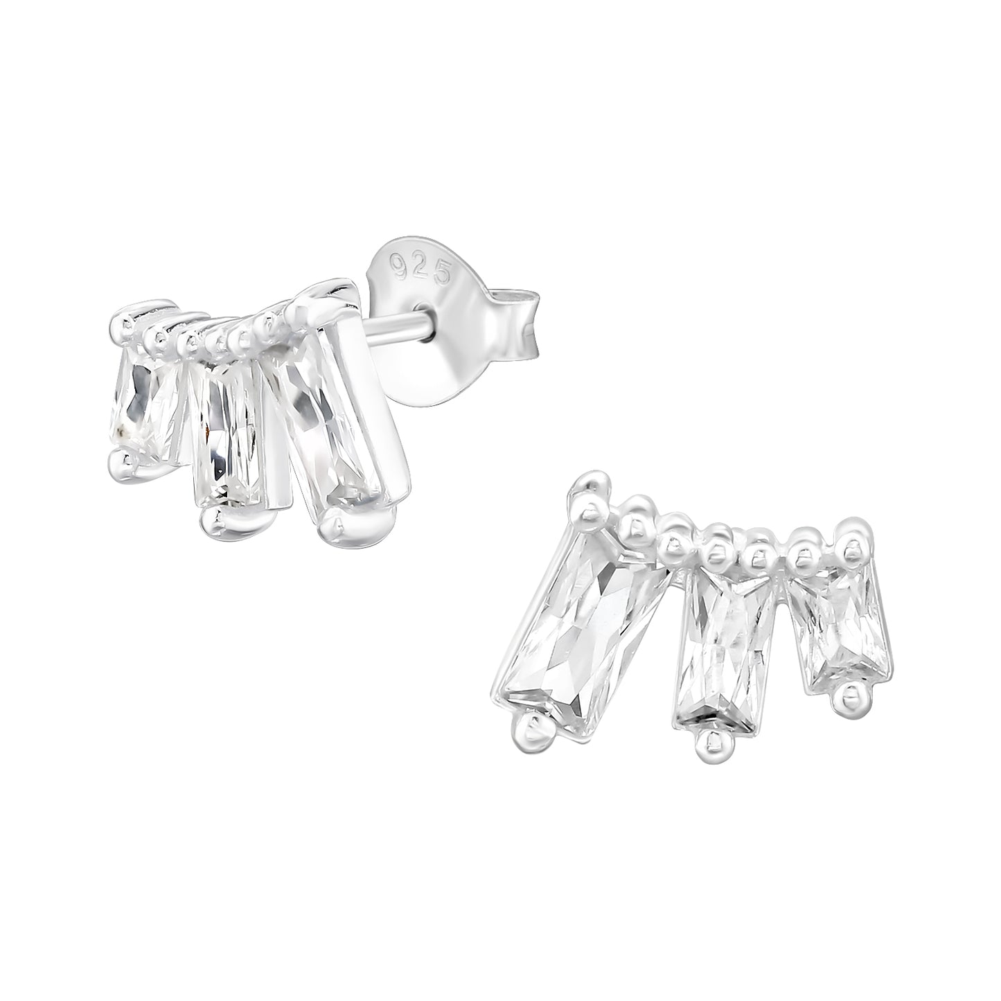 Crystal icicle sterling silver stud earrings