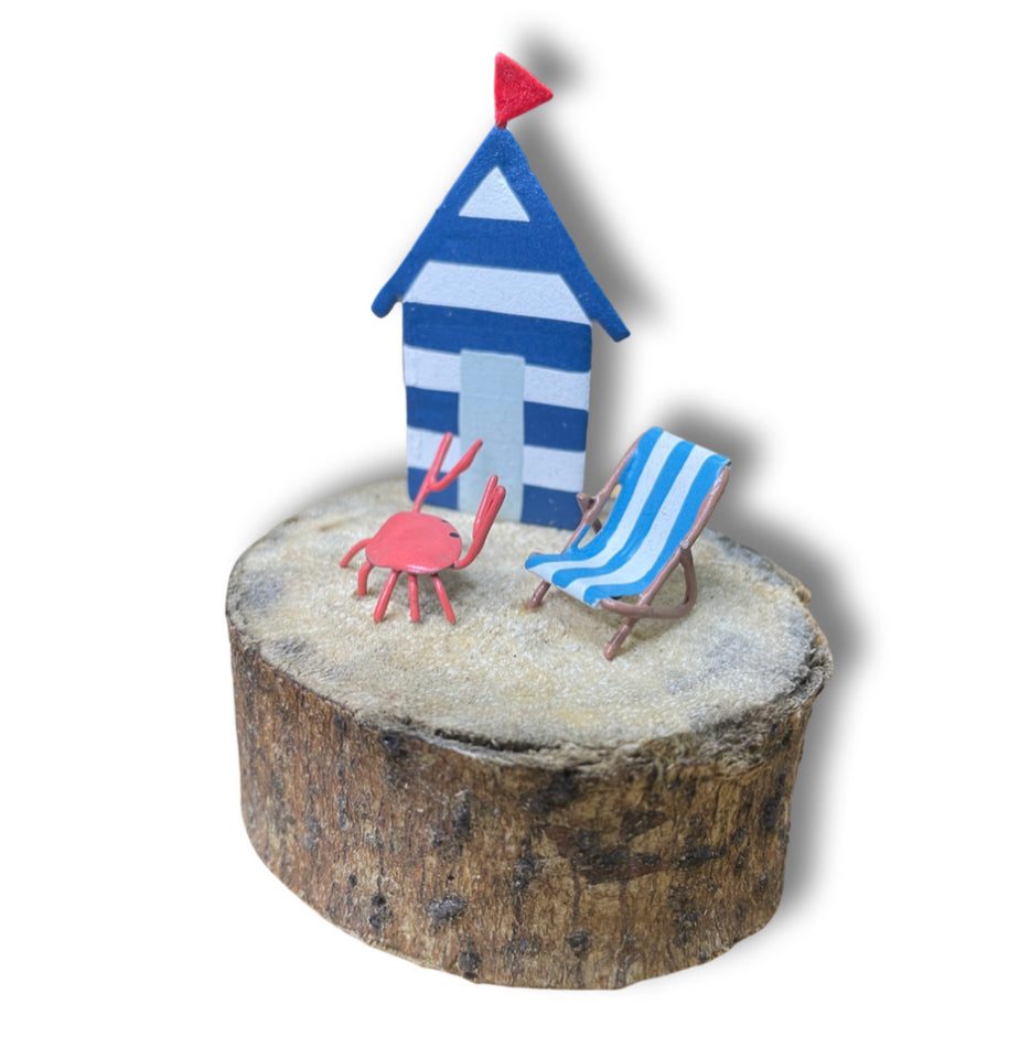 Beach hut and deck chair scene ornament by Shoeless Joe
