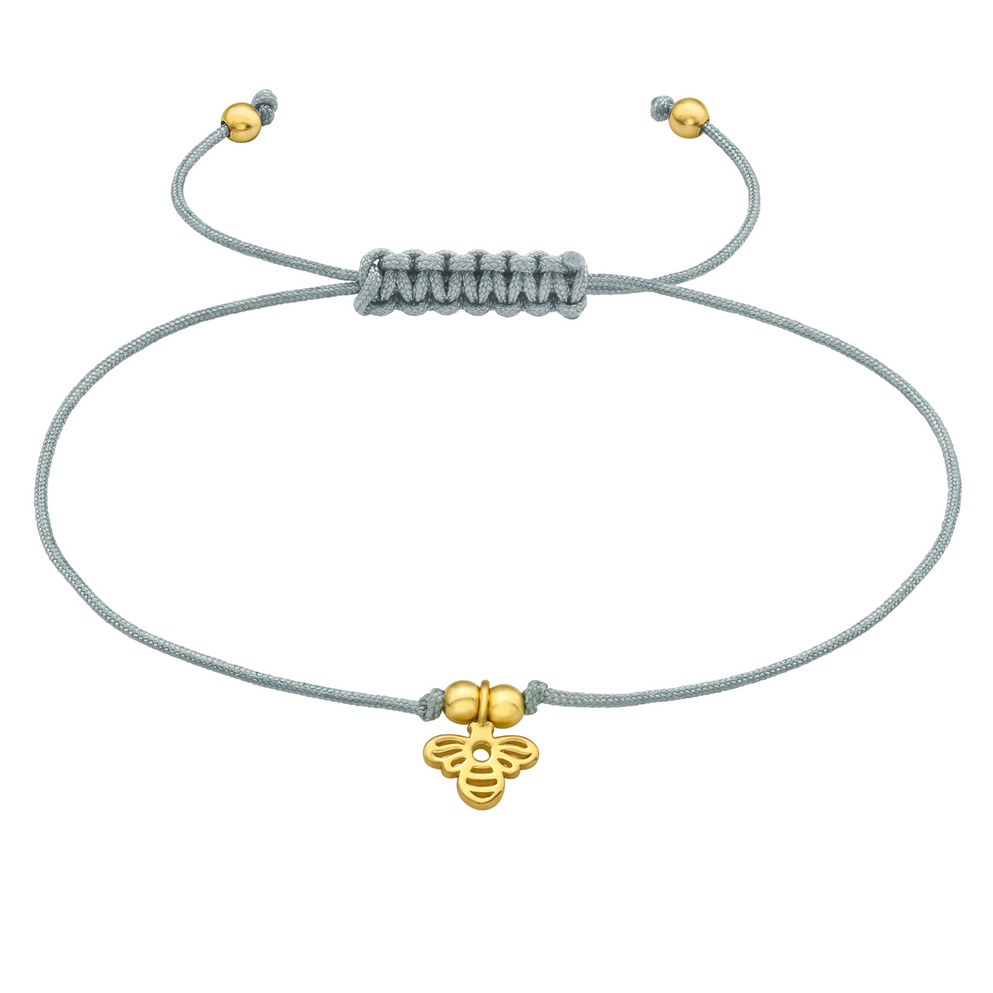 Gold bee charm adjustable cord bracelet