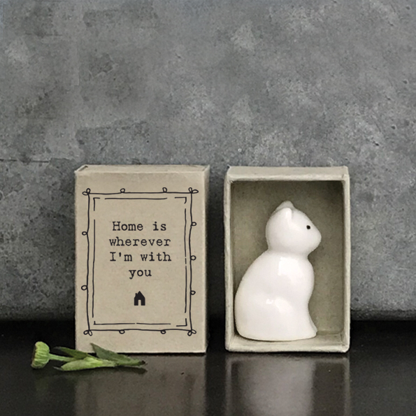 Home is wherever I'm with you. Cat ceramic matchbox keepsake