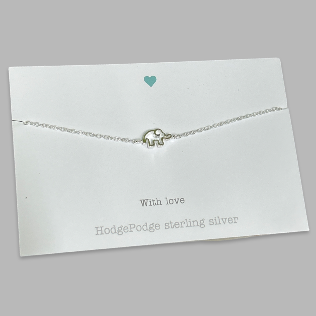 Tiny elephant charm bracelet in sterling silver
