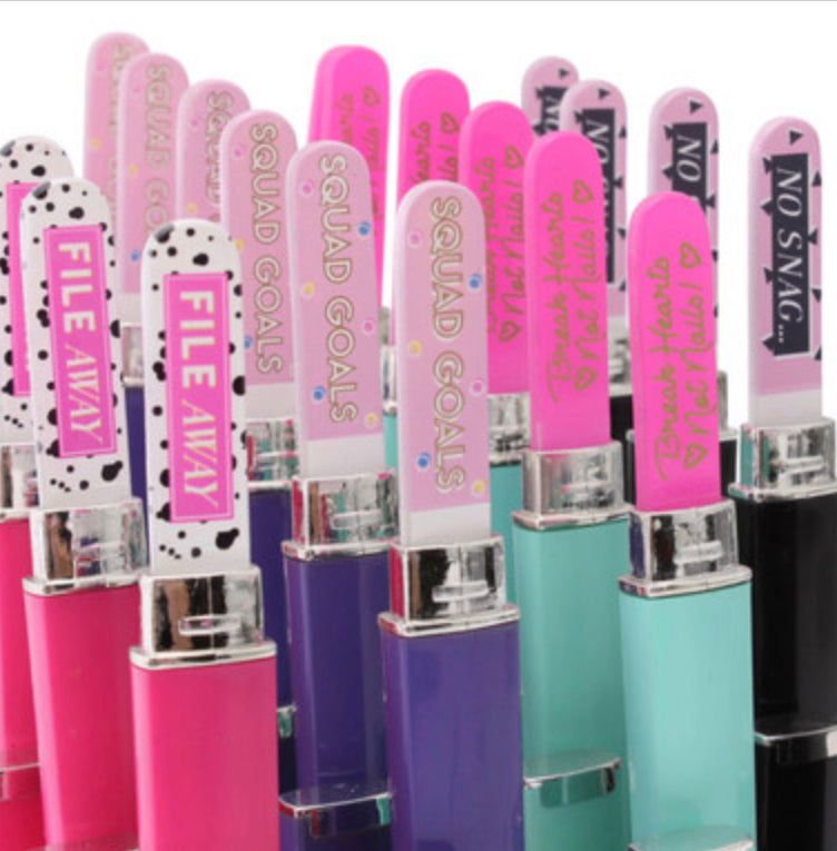 Glass nail file, File away, squad goals, break hearts not nails & no snag
