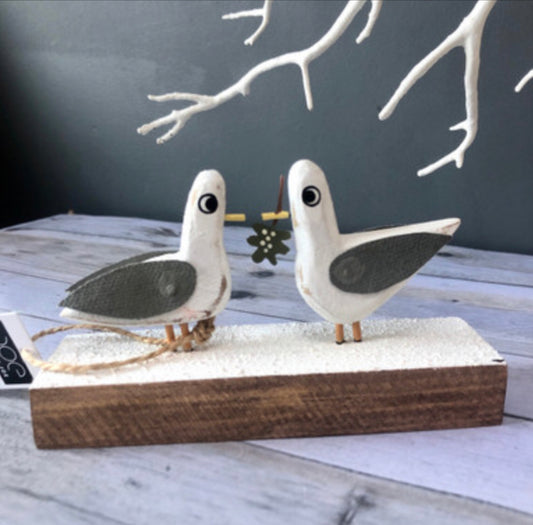 Seagull couple with mistletoe standing decoration by Shoeless Joe