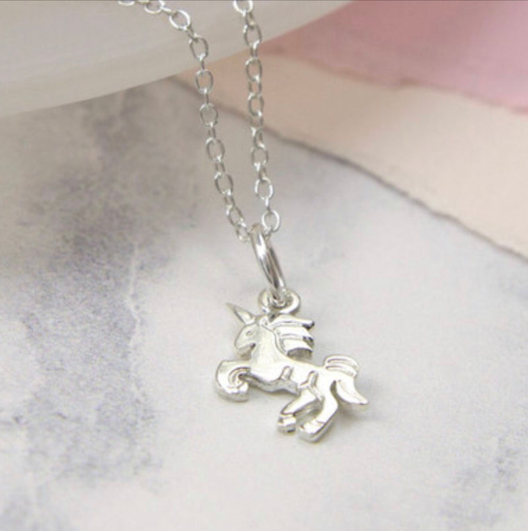 Sterling Silver Dancing Unicorn Necklace.