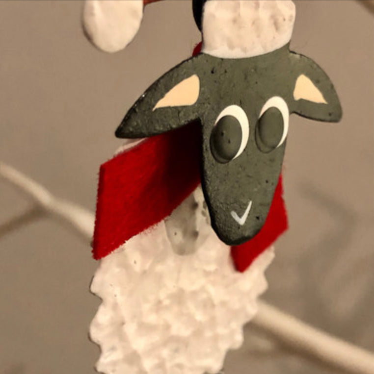 Sheep hanging decoration. All I want for Christmas is ewe. Christmas decoration by Shoeless Joe