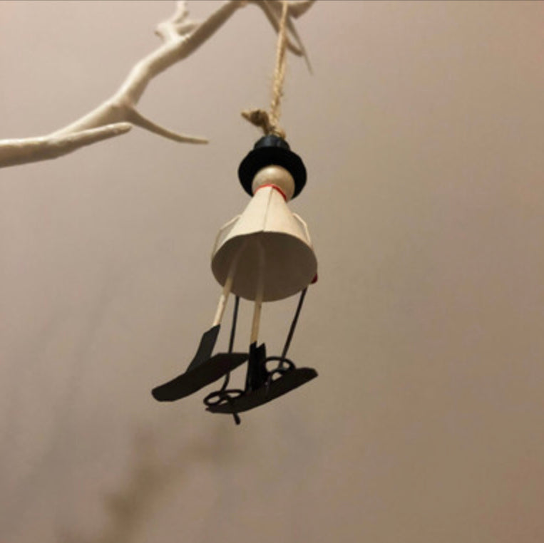 Skiing snowman Christmas tree decoration by Shoeless Joe
