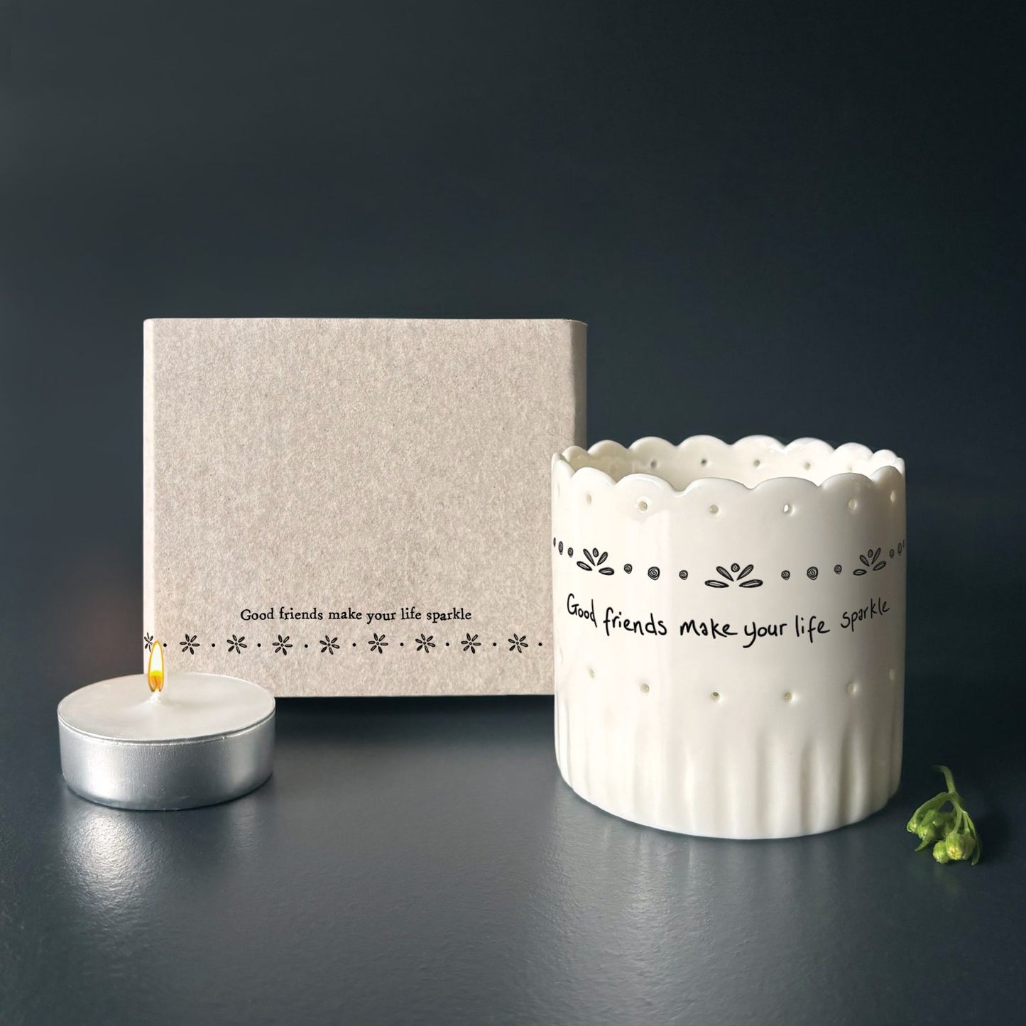 Scallop tea light holder-Good friends make your life sparkle